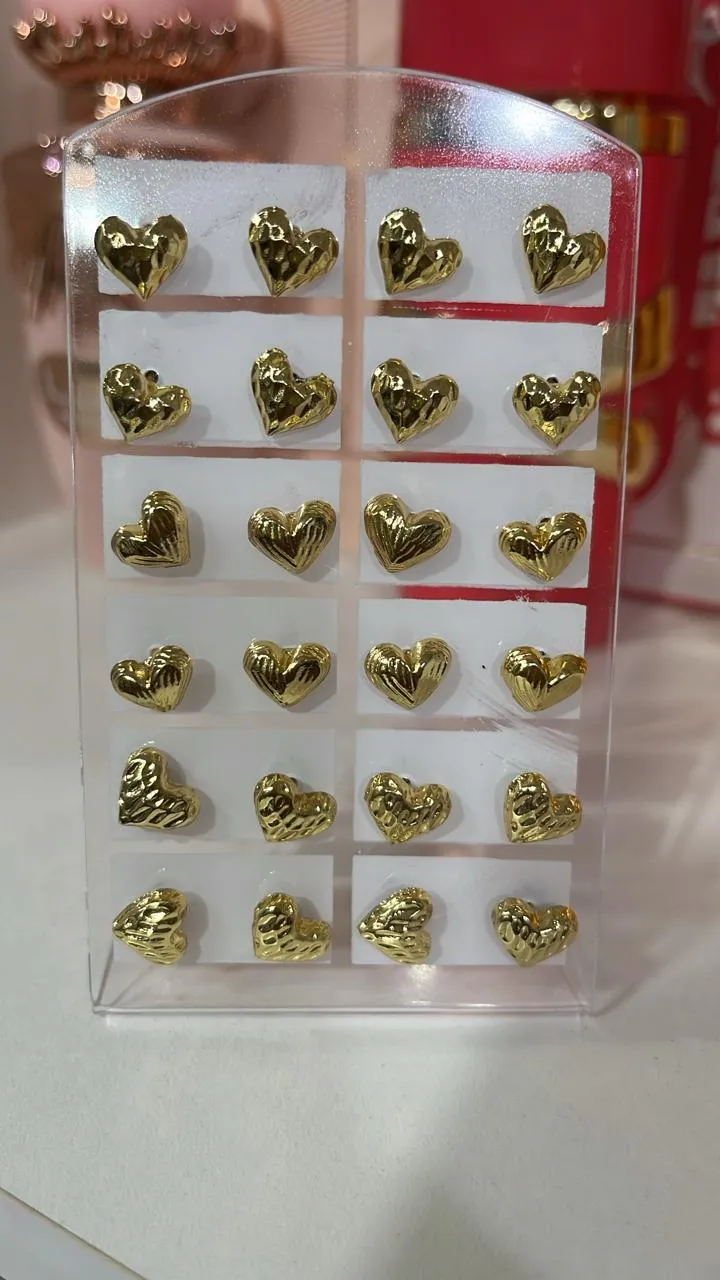 aro acero dorado pasante corazon