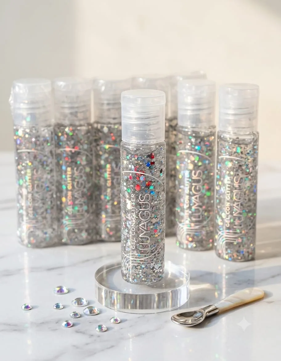 glitter en gel plateado Luyagus