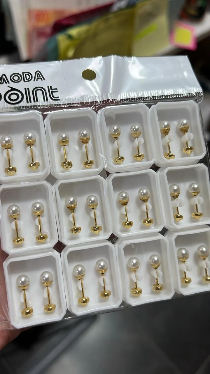 aro abridor acero dorado perla blanca