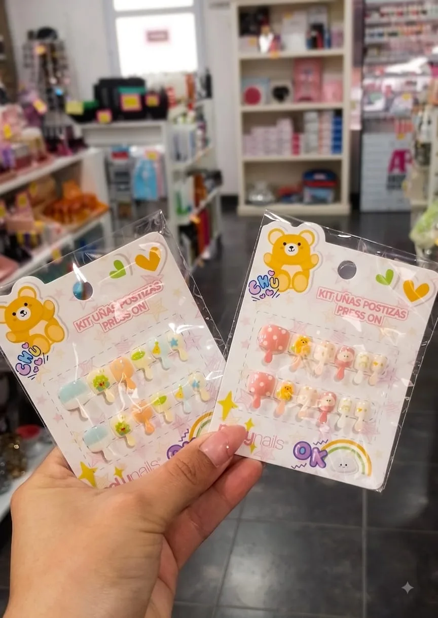 kit uñas postizas infantil con pegamento