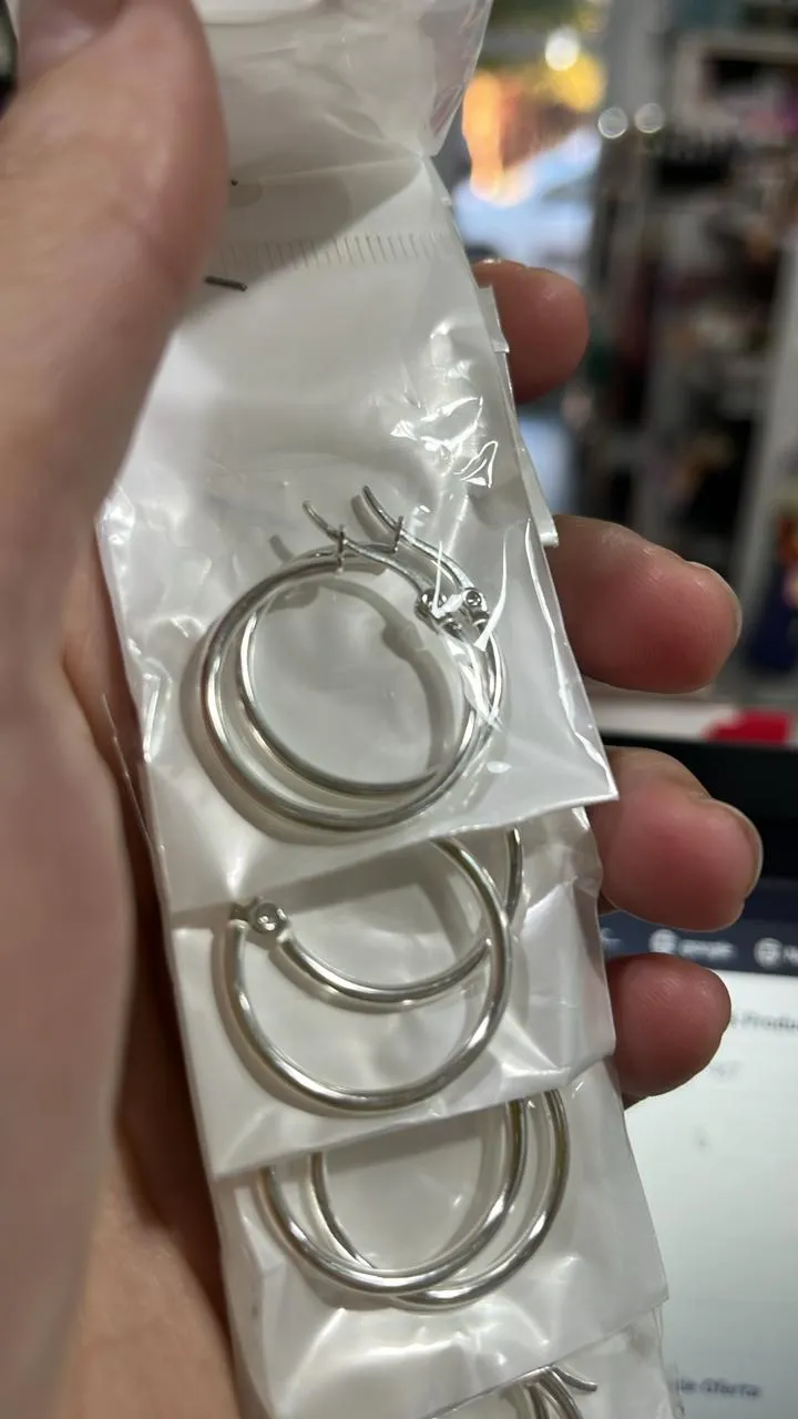 aro argolla acero blanco mediano