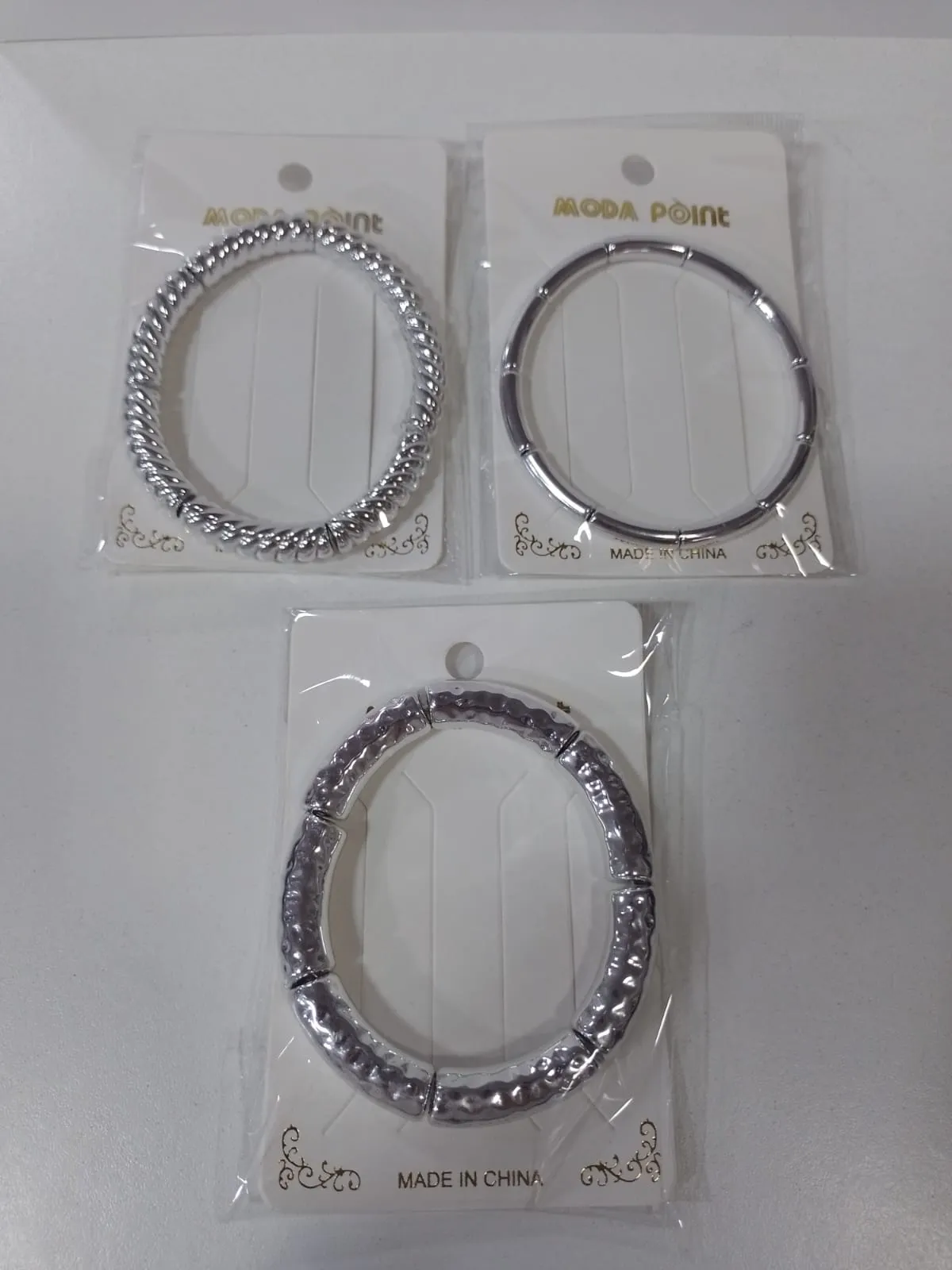 pulsera chunky elastica plateada