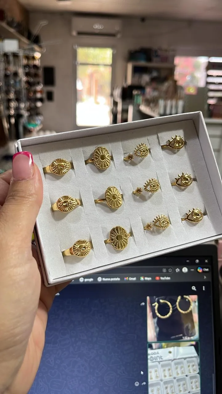 anillo acero dorado ojo turco