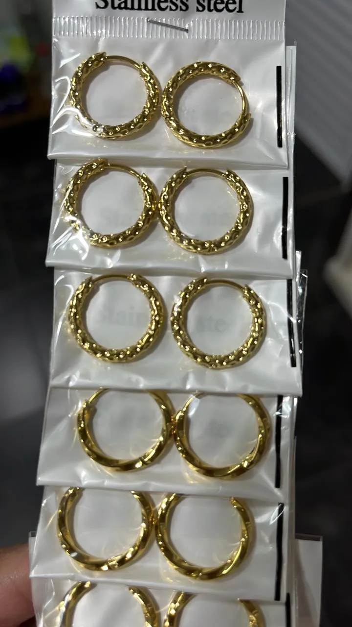 aro acero dorado argolla calada chico