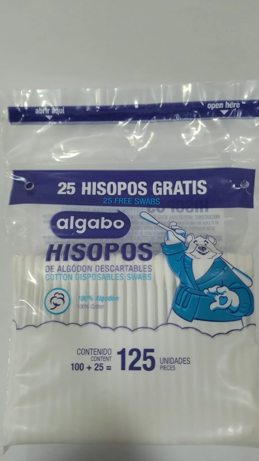 hisopos x 125 unidades algabo