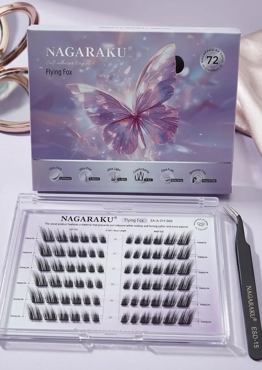 kit de pestañas autoadhesivas nagaraku con pinza sa-a-di-006